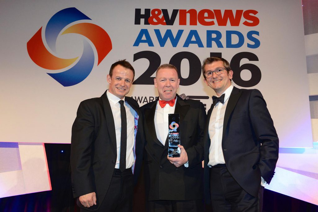 Surefire Plumbing WINS "Smart installer" of the year at H&V News Awards 2016 with Billy Wilgar and Austin Healey